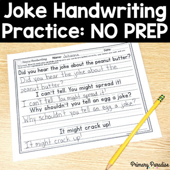 Preview of Handwriting Practice Jokes Print and Go No Prep