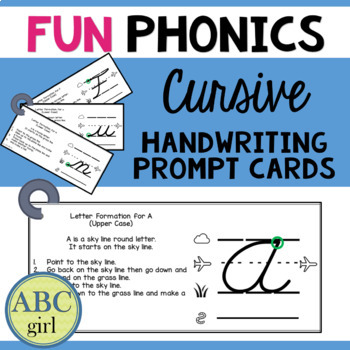Preview of FUN PHONICS Cursive Handwriting Prompt Cards