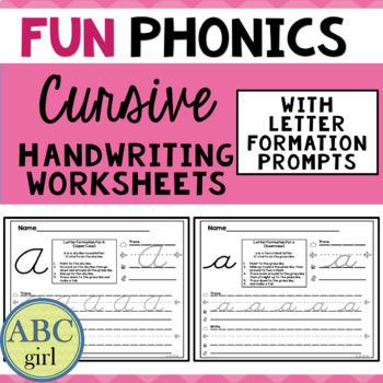 Preview of FUN PHONICS Cursive Handwriting Worksheets