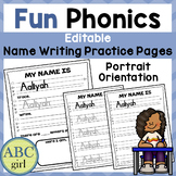 FUN PHONICS Editable Name Writing Practice Pages (Portrait)