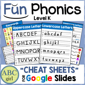 Preview of FUN PHONICS Kindergarten Cheat Sheets for Google Slides 