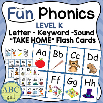 Preview of FUN PHONICS Kindergarten Letter Keyword Sound Flash Cards