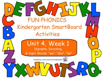 Preview of FUN PHONICS Kindergarten SmartBoard Lessons! KINDERGARTEN Unit 4, Week 1