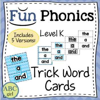 Preview of FUN PHONICS Kindergarten Trick Word or Sight Word Cards
