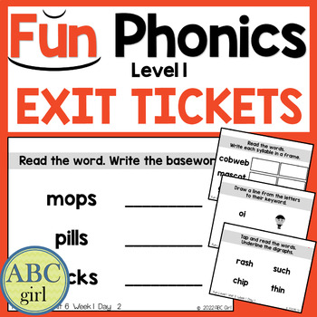 Preview of FUN PHONICS Level 1 Exit Tickets Science of Reading Aligned