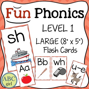 FUN PHONICS Level 1 Letter Keyword Sound Large Flash Cards