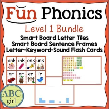 Preview of FUN PHONICS Level 1  Smart Board and Flash Card Bundle