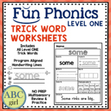 FUN PHONICS Level 1 Trick Word or Sight Words Worksheets