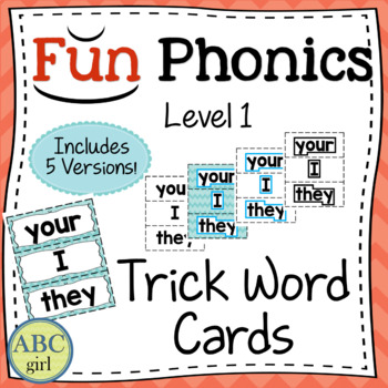 Preview of FUN PHONICS Level 1 Trick Word or Sight Word Cards