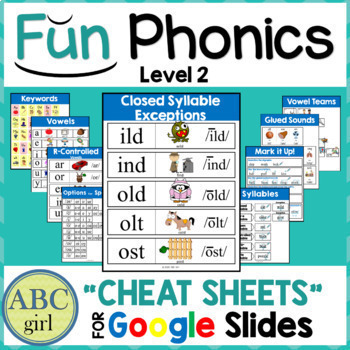 Preview of FUN PHONICS Level 2 Cheat Sheets for Google Slides