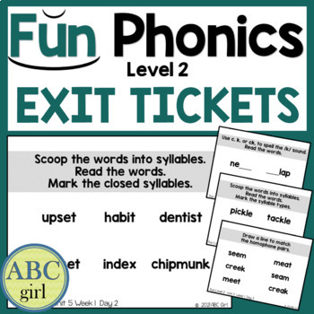Preview of FUN PHONICS Level 2 Exit Tickets or Exit Slips