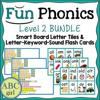 Preview of FUN PHONICS Level 2 Smart Board and Flash Card Bundle