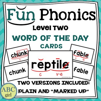 Preview of FUN PHONICS Level 2 Word of the Day Cards