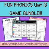 FUN PHONICS UNIT 13 BUNDLE- Games for Trick Words, Unit Wo