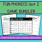 FUN PHONICS UNIT 2 BUNDLE- Games for Trick Words, Unit Wor