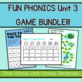 FUN PHONICS UNIT 3 BUNDLE- Games for Trick Words, Unit Wor