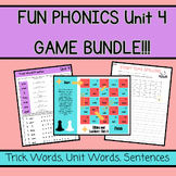 FUN PHONICS UNIT 4 BUNDLE- Games for Trick Words, Unit Wor