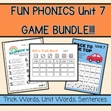 FUN PHONICS UNIT 7 BUNDLE- Games for Trick Words, Unit Wor