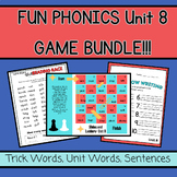 FUN PHONICS UNIT 8 BUNDLE- Games for Trick Words, Unit Wor