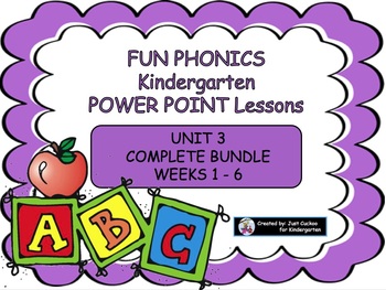 Preview of FUN PHONICS kindergarten POWER POINT LESSONS  UNIT 3 COMPLETE BUNDLE 1 thru 6