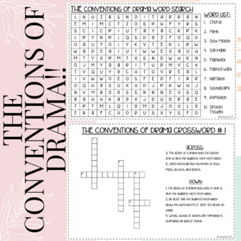 Preview of FUN PRINTABLE WORKSHEETS: Drama Conventions!