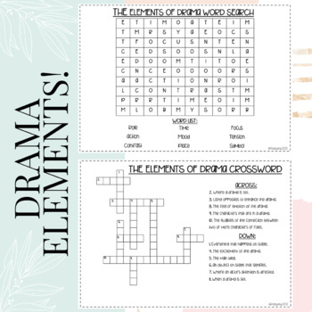 Preview of FUN PRINTABLE WORKSHEETS: Elements of Drama!