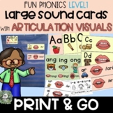 FUN Phonics Printables | LEVEL 1 | LARGE Cards with Articu