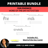 FUN Phonics Word of the Day Level 1,2,3 BUNDLE | Printable