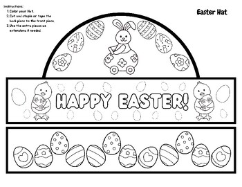 Preview of FUN Printable Happy Easter Craft Bunny Hat CUTE Chick Arts 4 Kids Coloring Color