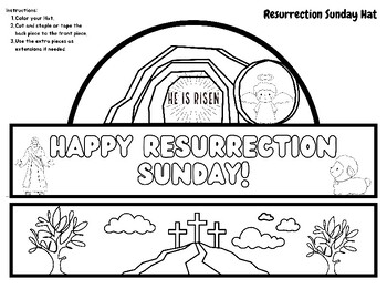Preview of FUN Printable He is Risen Craft Hat CUTE Arts KidMin Jesus Easter Resurrection