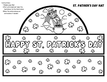 Preview of FUN St. Patricks Day Hat Leprechaun Rainbow Craft Color Cut CUTE Printable Art