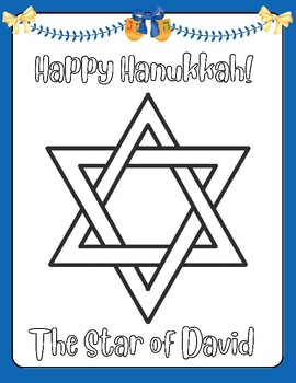 Preview of FUN! Star of David Happy Hanukkah Coloring Sheet Simple Printable Page Chanukah