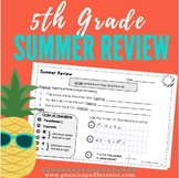FUN Summer Worksheets 5th Grade Math Reading Spiral Review ☀️