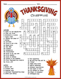 FUN THANKSGIVING CROSSWORD Puzzle Worksheet - No Prep ELA 