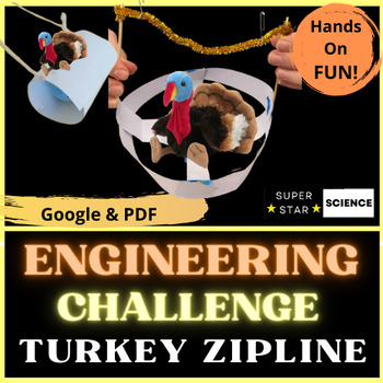 Preview of Thanksgiving Turkey Zipline Engineering Challenge FUN STEM Activity MYP NGSS