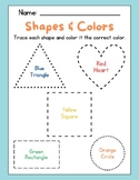 FUN Trace the Shapes Color Recognition Worksheet Pre-K CUT