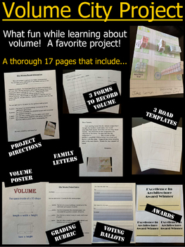 Preview of FUN Fifth grade Volume City Project - parent letters, rubrics, templates, ++