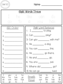 FUN WITH SIGHT WORDS * First Grade * WONDERS * Unit 0/Smart Start