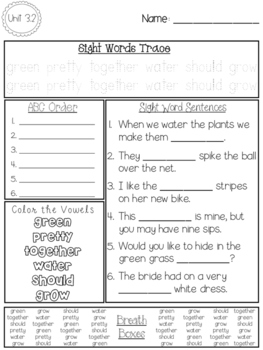 FUN WITH SIGHT WORDS * First Grade * WONDERS * Unit 3 by Doodles and Smiles