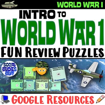 Preview of FUN World War 1 Review Puzzles | WWI Vocabulary Practice Activities | Google