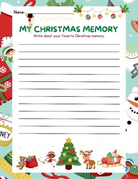 Preview of FUN Writing Prompt My Favorite Christmas Memory: Themed Paper Write CUTE ELA