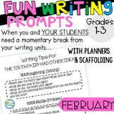 FUN Writing Prompts 2nd Grade with Scaffolding ~ February