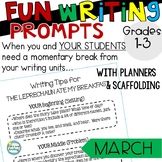FUN Writing Prompts 2nd Grade with Scaffolding ~ March