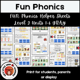 FUN Phonics GRAY Helper Sheets, Level 2, Units 1-6, Displa