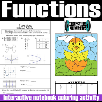 Preview of FUNCTIONS Interactive Notebook Easter Chick Coloring Activity
