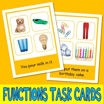 Preview of FUNCTIONS PHOTO TASK CARDS inferences autism aba speech therapy activity