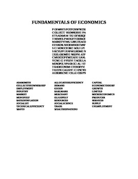 Preview of FUNDAMENTALS OF ECONOMICS WORD SEARCH