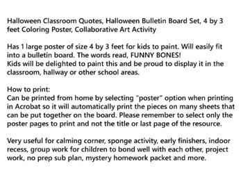 FUNNY BONES! Halloween Classroom Quotes Halloween Bulletin Board Set 4 by 3  feet