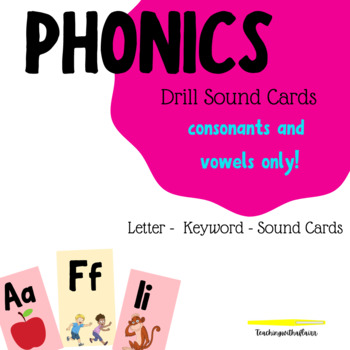Preview of Fun Phonics Drill Sound Cards | Consonants and Vowels | Distance Learning