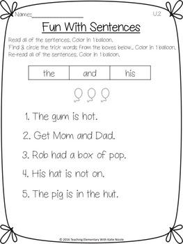 first grade differentiated worksheets read find trick sight words